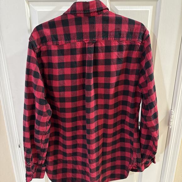 JACHS Men’s Brawny Flannel Shirt Black and Red Size Large/Tall - Picture 9 of 16